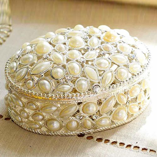 5Cgo 21682668707 結婚禮物禮品擺件 美琳珍珠合金首飾盒鑽戒盒戒托 飾品盒 化妝盒 MIK99000