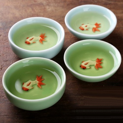 5Cgo 19163277951 彩鯉品茗杯小魚茶盞 年年有餘 魚躍龍門泡茶杯 六個杯 AGL04100