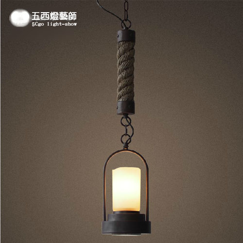 5Cgo 37077773513  RH Loft LED餐廳宜家風北歐鄉村風格 麻繩燭台吊燈   SHM89300