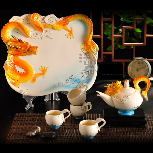 5Cgo 17165531685 金龍騰祥琺琅瓷茶具套裝 整套功夫茶具創意茶具 CHX70300