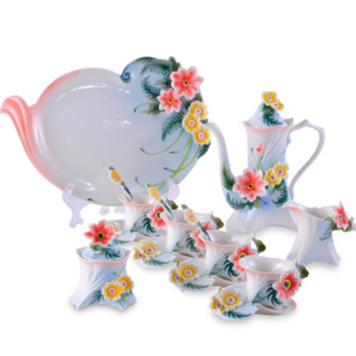 5Cgo 10462001286 功夫琺琅瓷歐式茶具套裝 整套花草茶具 花茶奶茶壺 CHX27800