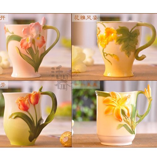 5Cgo 19770961220 陶瓷杯子 馬克杯 個性創意手工彩繪浮雕大容量水杯 花樣年華   CHX53000
