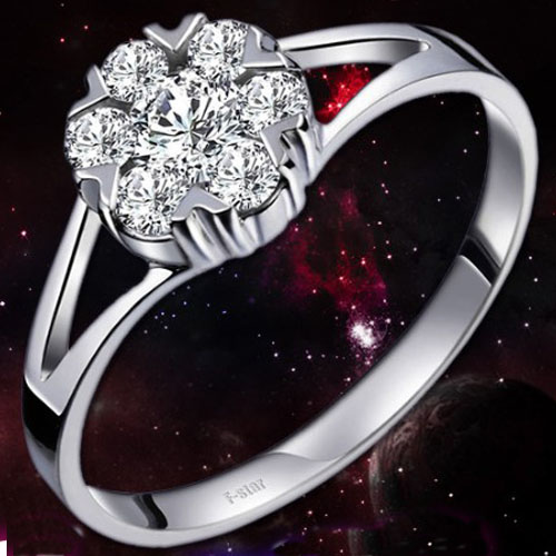5Cgo 14620648764 18K白金一克拉鑽效果鑽戒鑽石女戒結婚戒指珠寶 求婚戒 ZXJ998200