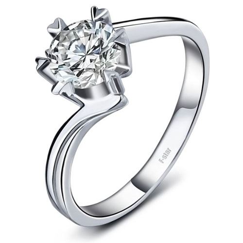 5Cgo 14464980230  18K白金鑽石戒指PT鉑金鑽戒正品雪花結婚女戒珠寶 求婚戒 ZXJ996200