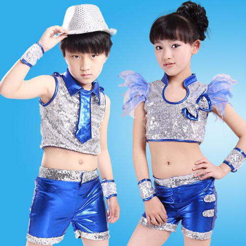 5Cgo 38408873308 閃亮兒童演出服裝幼兒舞蹈服裝演出服亮片男女童表演服小學合唱服舞衣 ZXJ86000