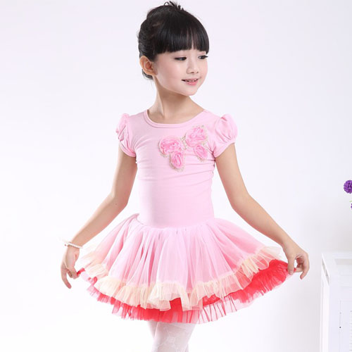 5Cgo 19658882026 兒童舞蹈服芭蕾舞裙女童舞蹈裙民族舞裙夏裝短袖練功服 ZXJ76000