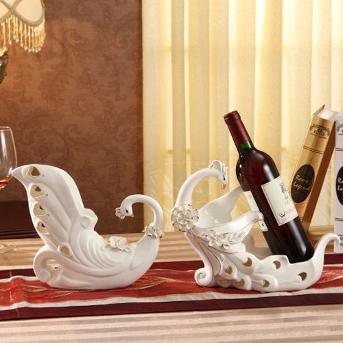 5Cgo 20009835605 簡約現代家居裝飾品創意陶瓷孔雀紅酒架實用擺件結婚禮品 ZXJ47200