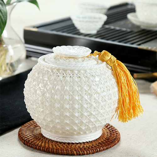 5cgo 36389499960  陶瓷工藝品功夫茶具泡茶器純手工手編織镂空超薄水晶玲珑送禮（茶葉罐）  ZYH04200