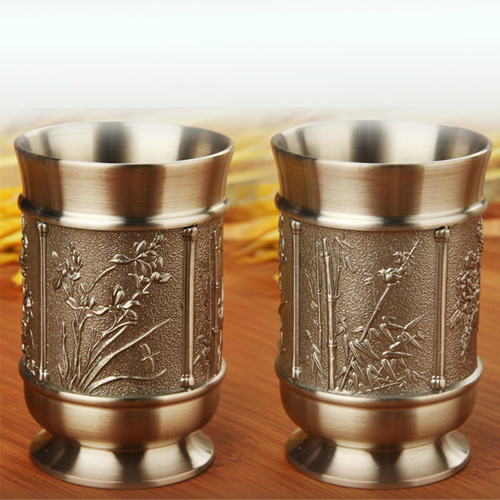 5cgo 16682264905 錫器喜杯茶杯茶具白酒具 創意商務杯子情侶對杯結婚禮物婚慶禮品  ZYH99300